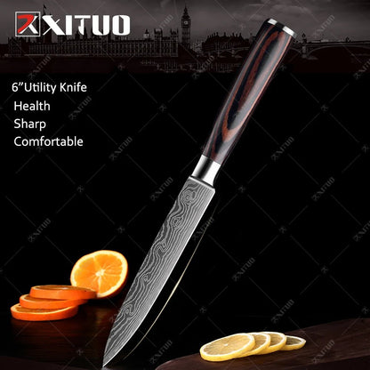 XITUO Kitchen Knives set 1-10PCS Chef knife High Carbon Stainless Steel Santoku knife Sharp Cleaver Slicing Knife Best Choice - Jaazi Intl