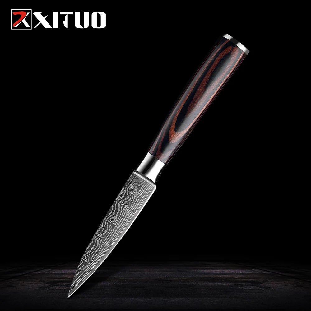 XITUO stainless steel kitchen knives set Japanese chef knife Damascus steel Pattern Utility Paring Santoku Slicing knife Health - Jaazi Intl