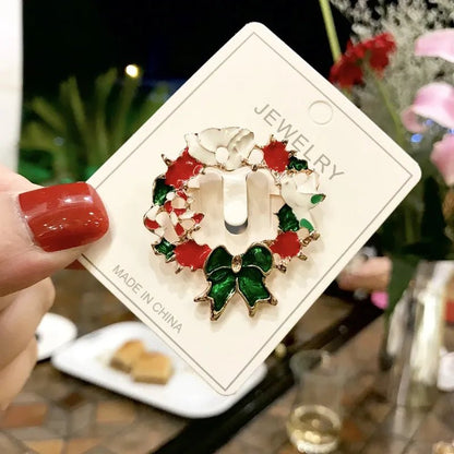 Xmas Enamel Brooch Snowman Santa Claus Tree Wreath Metal Pins Fashion Jewelry Gift For Women Merry Christmas Decor Gifts - Jaazi Intl