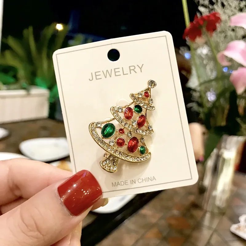 Xmas Enamel Brooch Snowman Santa Claus Tree Wreath Metal Pins Fashion Jewelry Gift For Women Merry Christmas Decor Gifts - Jaazi Intl