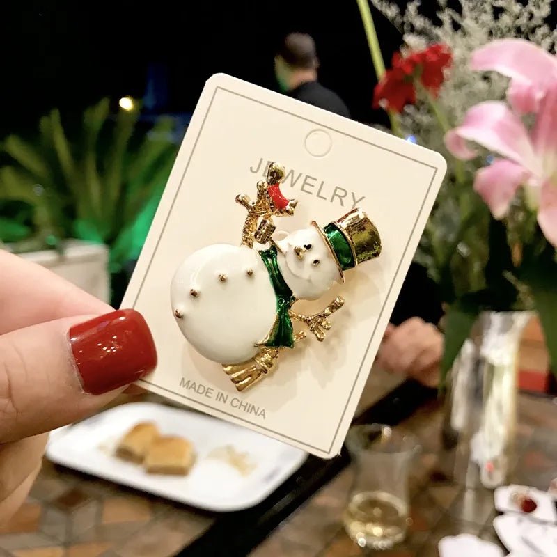 Xmas Enamel Brooch Snowman Santa Claus Tree Wreath Metal Pins Fashion Jewelry Gift For Women Merry Christmas Decor Gifts - Jaazi Intl