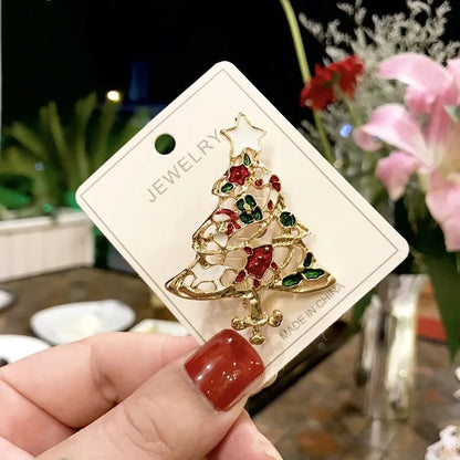 Xmas Enamel Brooch Snowman Santa Claus Tree Wreath Metal Pins Fashion Jewelry Gift For Women Merry Christmas Decor Gifts - Jaazi Intl