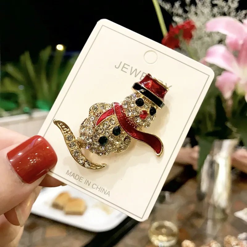 Xmas Enamel Brooch Snowman Santa Claus Tree Wreath Metal Pins Fashion Jewelry Gift For Women Merry Christmas Decor Gifts - Jaazi Intl