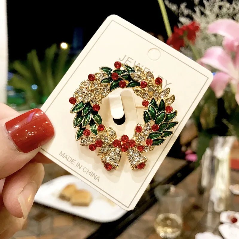 Xmas Enamel Brooch Snowman Santa Claus Tree Wreath Metal Pins Fashion Jewelry Gift For Women Merry Christmas Decor Gifts - Jaazi Intl