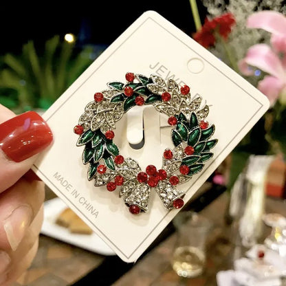 Xmas Enamel Brooch Snowman Santa Claus Tree Wreath Metal Pins Fashion Jewelry Gift For Women Merry Christmas Decor Gifts - Jaazi Intl