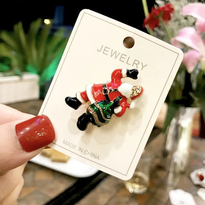 Xmas Enamel Brooch Snowman Santa Claus Tree Wreath Metal Pins Fashion Jewelry Gift For Women Merry Christmas Decor Gifts - Jaazi Intl