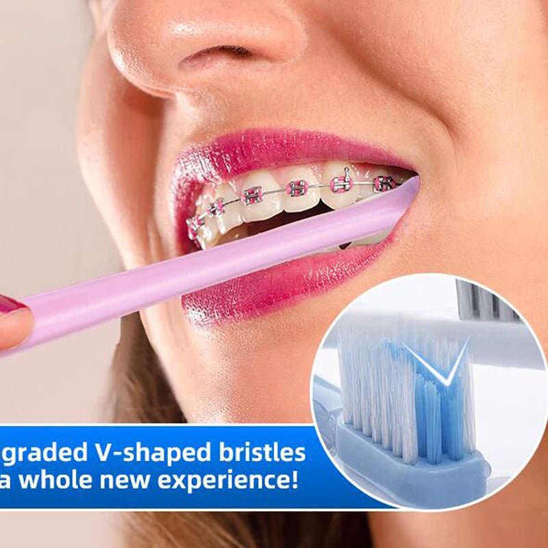 Y-kelin 8/12 pcs Oral Hygiene Care Orthodontic Tooth Brushes V-Shaped Toothbrush Soft Bristle with one Inter-Dental Brush - Jaazi Intl