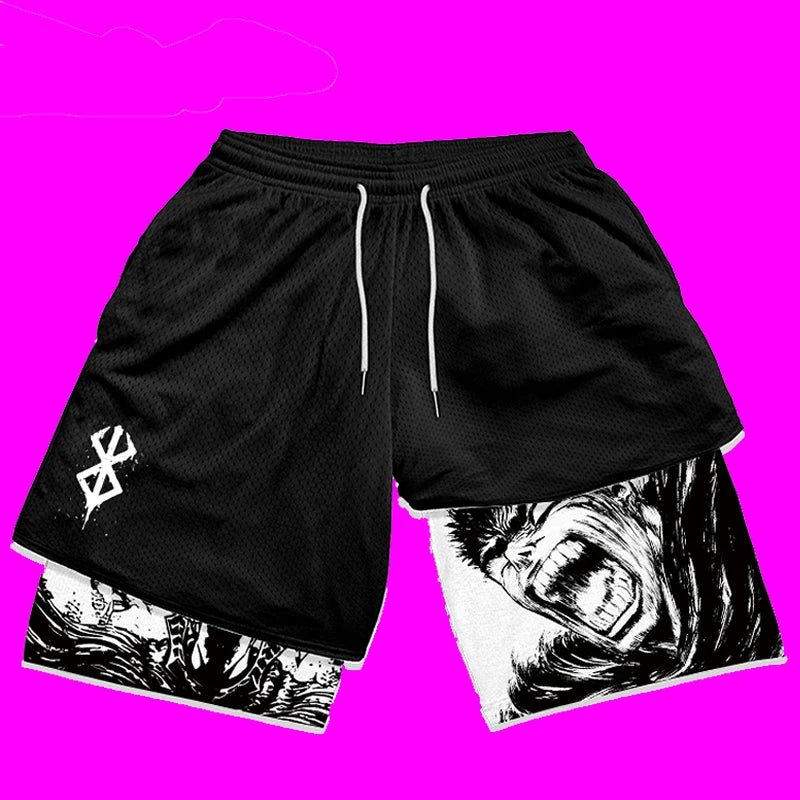 Y2K Summer Men Streetwear Anime High Waist Oversize Breathable Gym Short Pants Training Fitness Workout Track Shorts Clothes