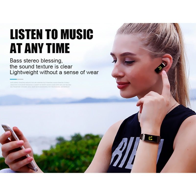 Y3 PLUS Bluetooth Headset Smart Bracelet 2 in 1 watch with earbuds Wristband health monitoring Sports Earphone and Mic - Jaazi Intl