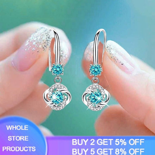 YANHUI Real Tibetan Silver Jewelry Lab Sapphire Earrings Fashion Korean Ear Jewelry Party Dating Gift Earrings Wholesale - Jaazi Intl