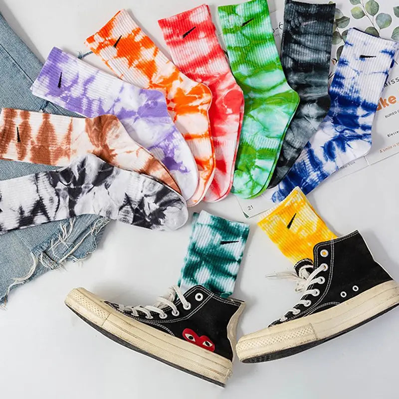 Women Tie-dye Middle Tube Socks - Jaazi Intl