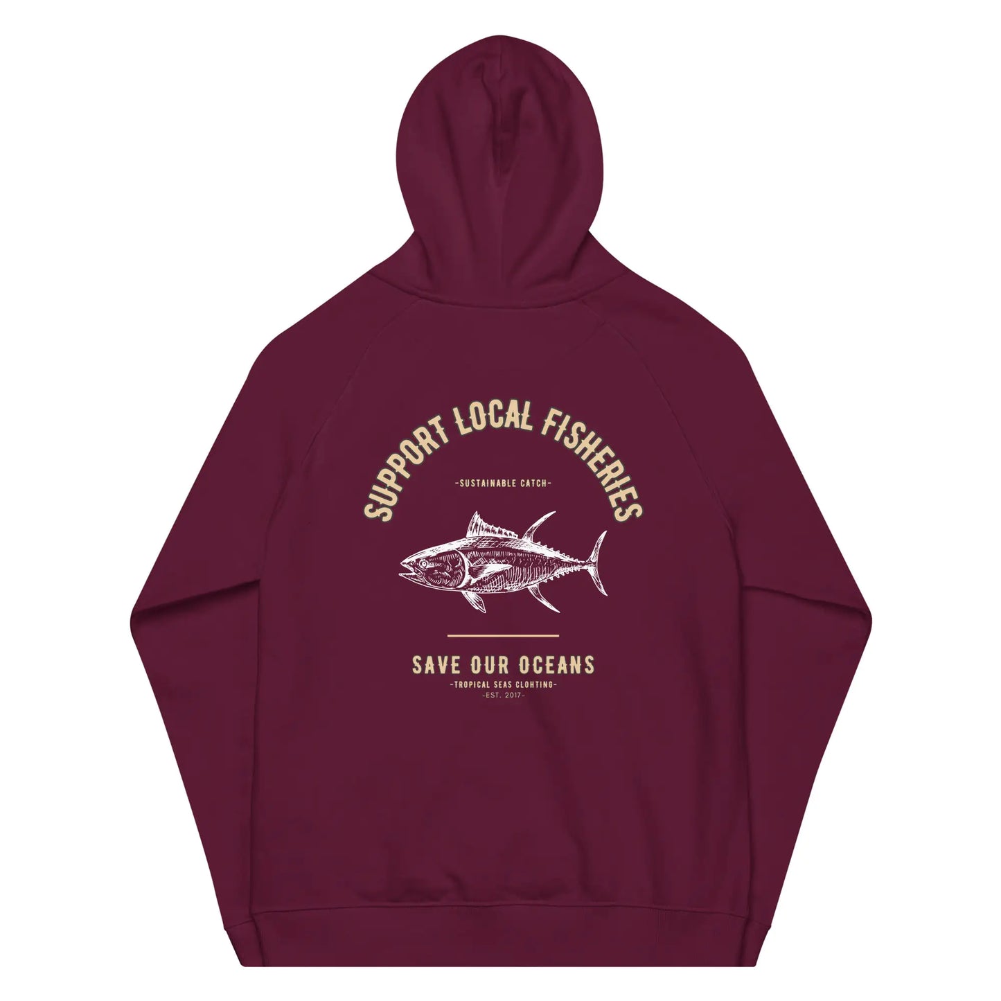 Men's Support Local Fisheries Tuna Eco Raglan Hoodie