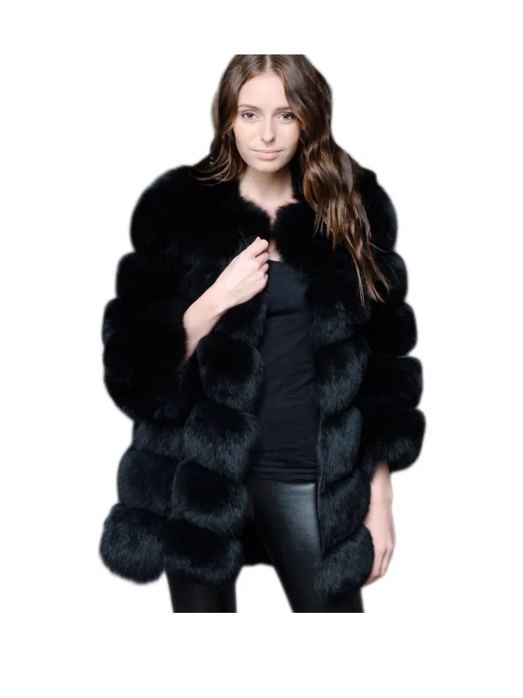 ZADORIN New Luxury Splicing Long Faux Fur Coat Women Thick Warm Winter Fashion Fluffy Faux Fur Jacket Coats for Women Outerwear - Jaazi Intl