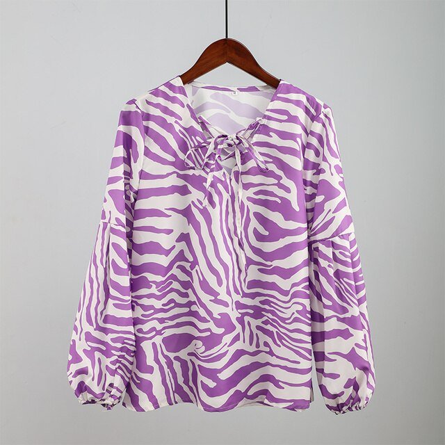 Zebra V-neck Women Blouse - Jaazi Intl