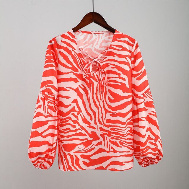 Zebra V-neck Women Blouse - Jaazi Intl