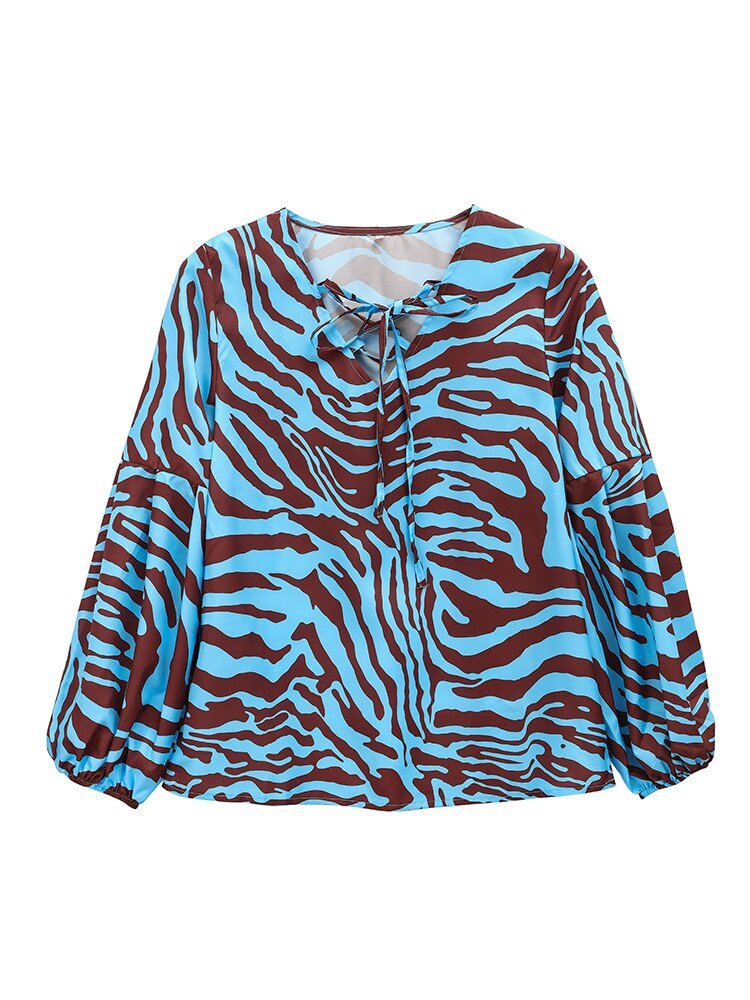 Zebra V-neck Women Blouse - Jaazi Intl