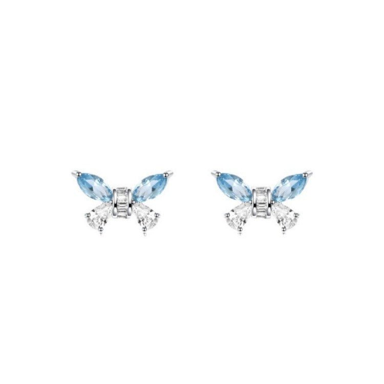 Zircon Butterfly Earrings Women's Simple and Versatile Earrings New Niche Design - Jaazi Intl