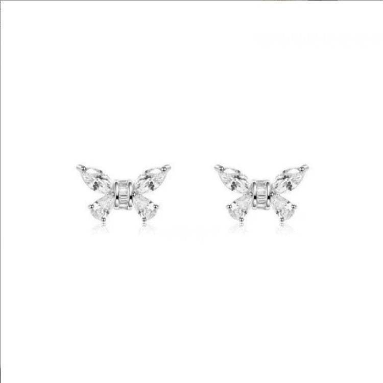 Zircon Butterfly Earrings Women's Simple and Versatile Earrings New Niche Design - Jaazi Intl