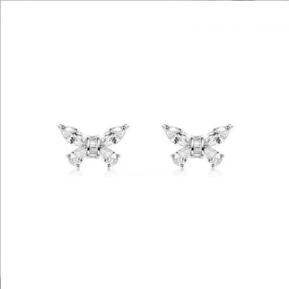 Zircon Butterfly Earrings Women's Simple and Versatile Earrings New Niche Design - Jaazi Intl