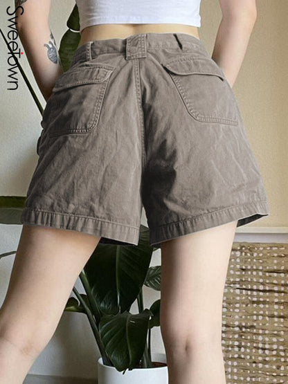 Taschennaht-Shorts mit geradem Bein