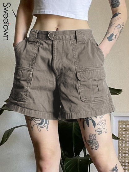 Taschennaht-Shorts mit geradem Bein