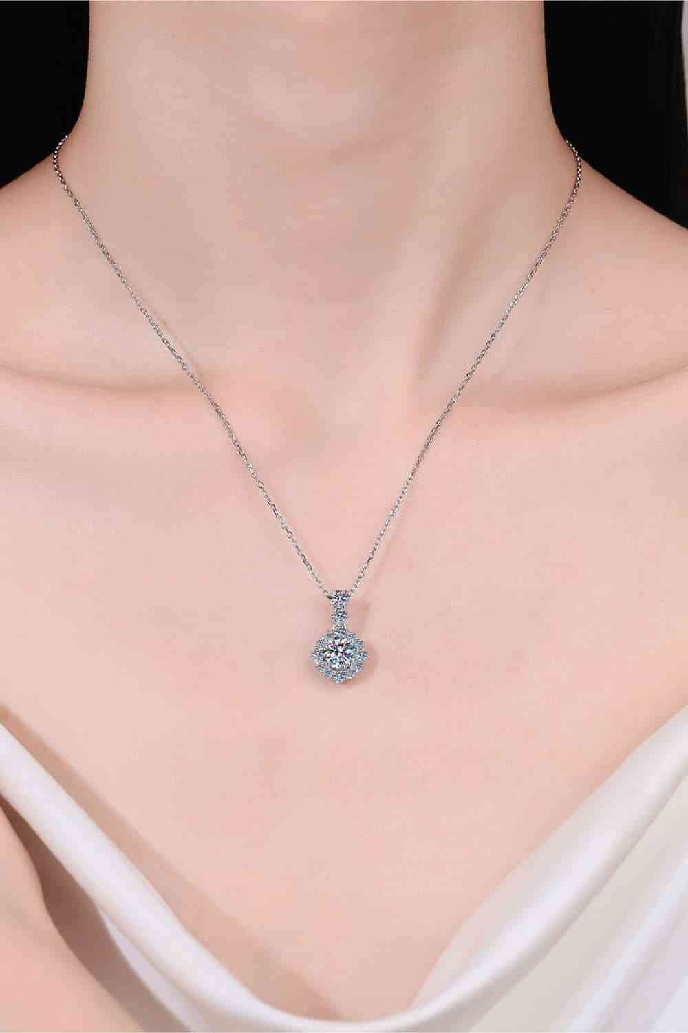 1 Carat Moissanite 925 Sterling Silver Necklace - Jaazi Intl