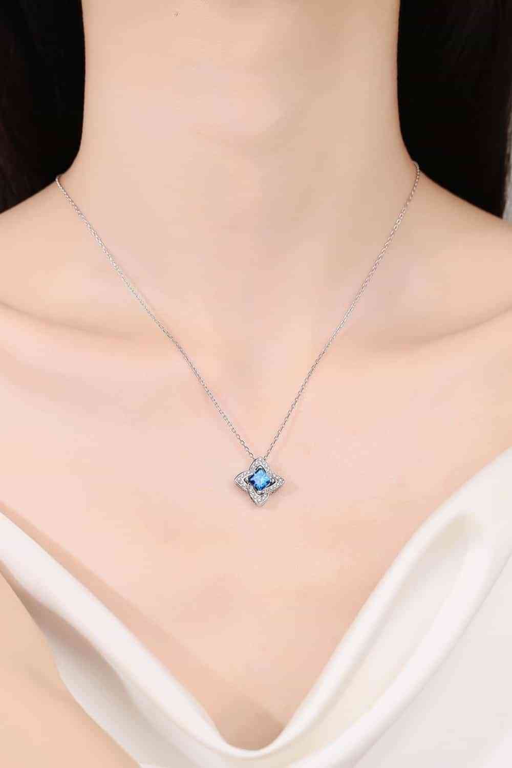 1 Carat Moissanite Floral Pendant Necklace - Jaazi Intl