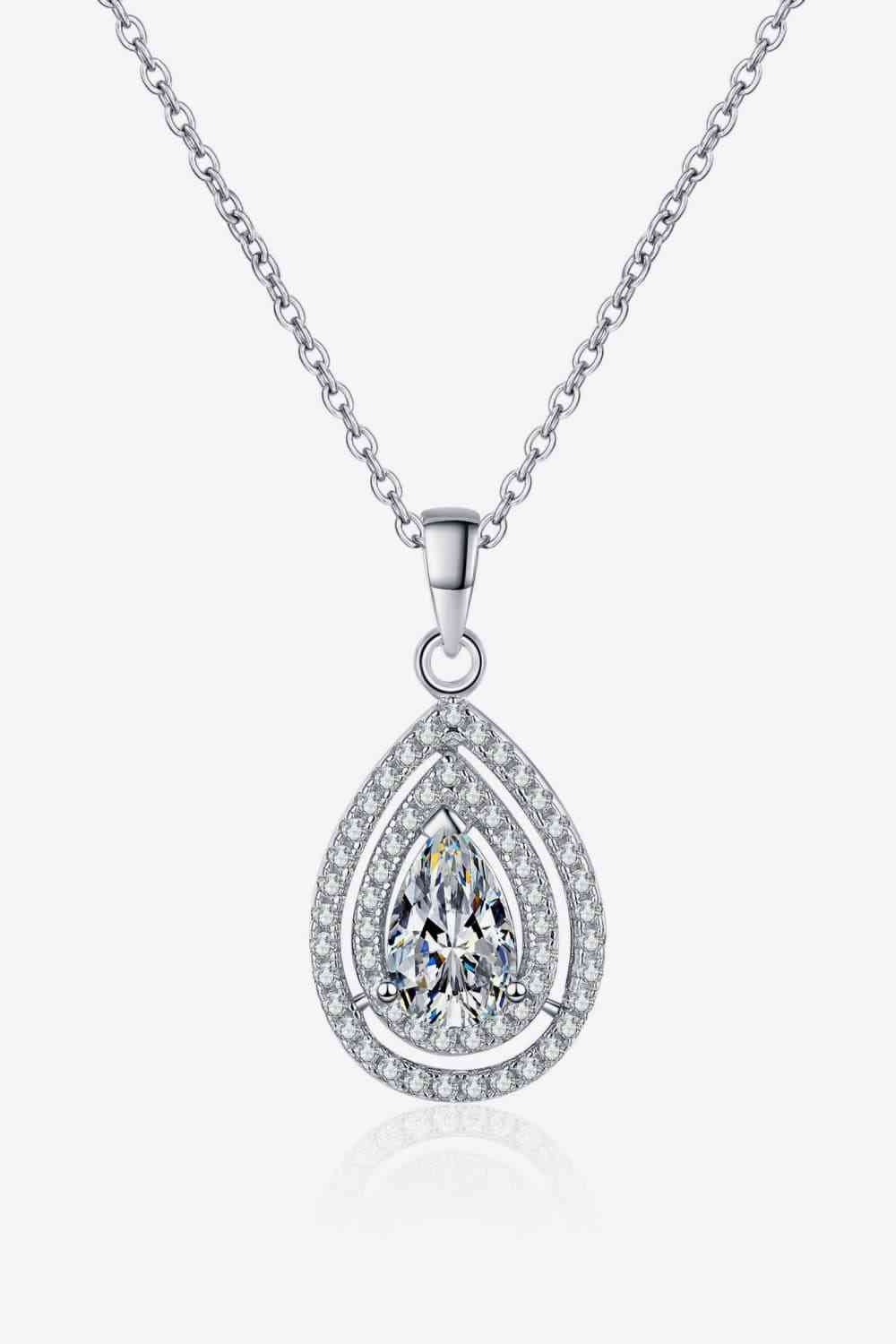 1 Carat Moissanite Teardrop Pendant Necklace - Jaazi Intl