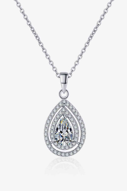 1 Carat Moissanite Teardrop Pendant Necklace - Jaazi Intl