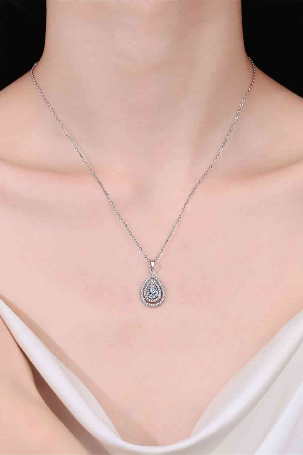 1 Carat Moissanite Teardrop Pendant Necklace - Jaazi Intl