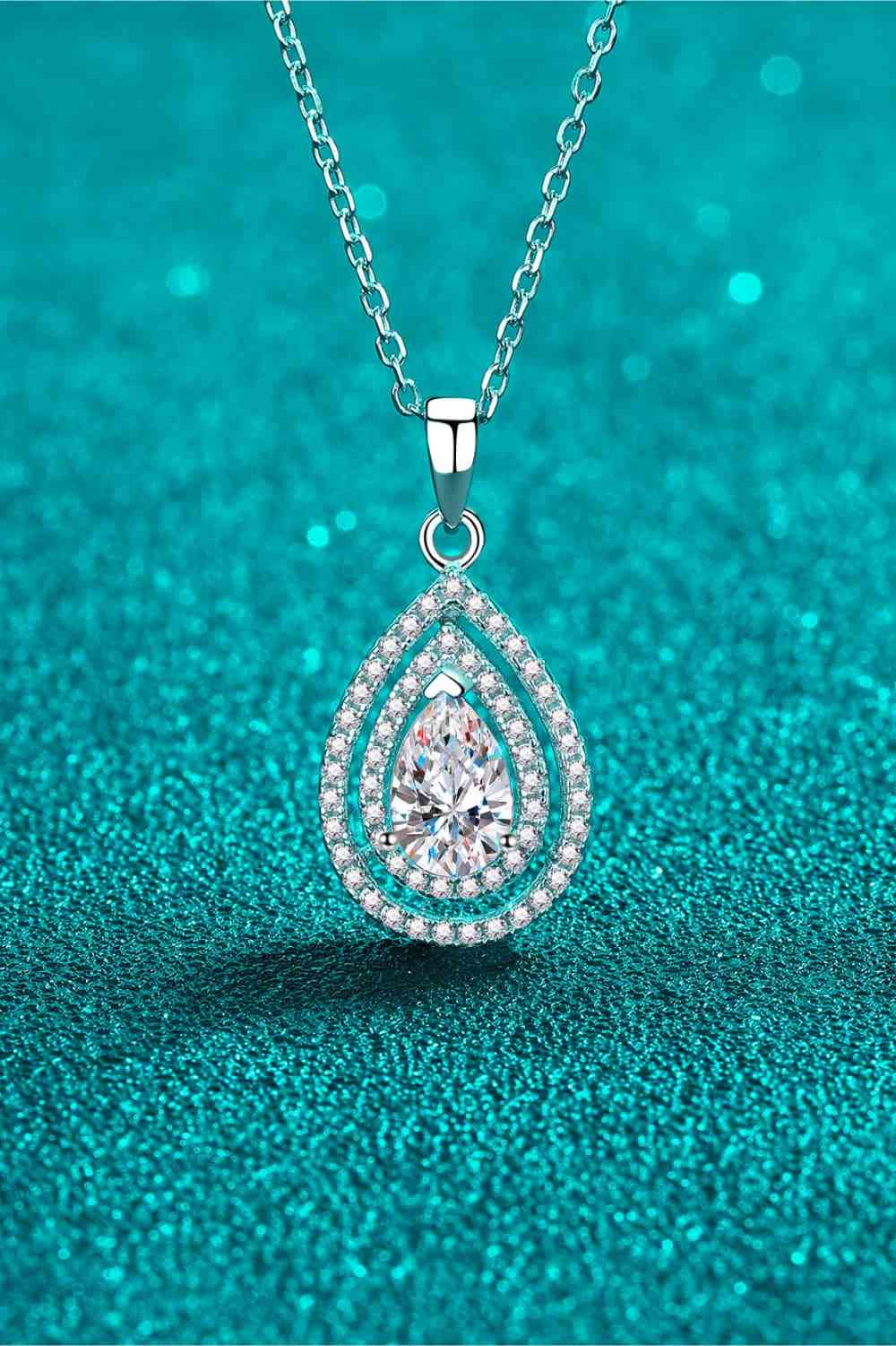 1 Carat Moissanite Teardrop Pendant Necklace - Jaazi Intl