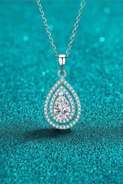 1 Carat Moissanite Teardrop Pendant Necklace - Jaazi Intl