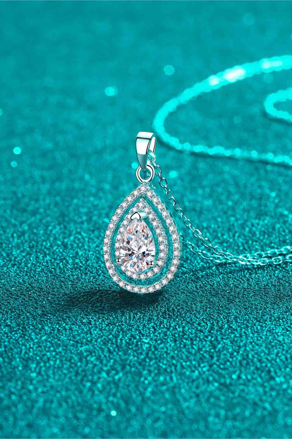 1 Carat Moissanite Teardrop Pendant Necklace - Jaazi Intl