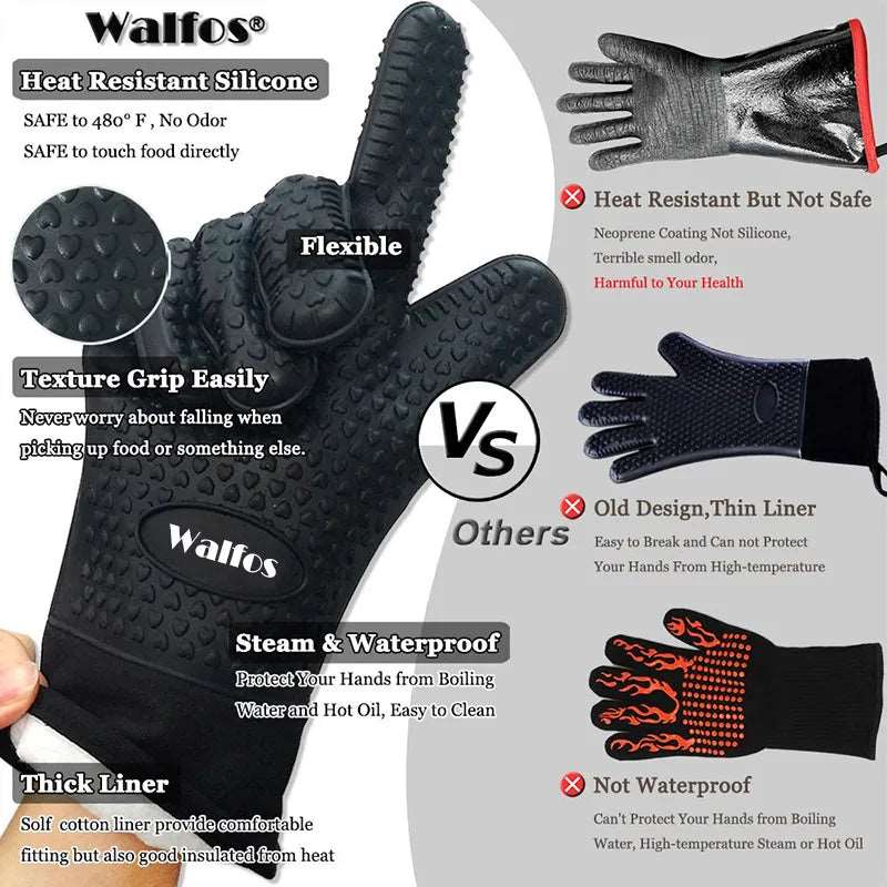 1 Piece Long Silicone Kitchen Gloves-BBQ Grill Gloves Heat Resistant Cooking Gloves For Grilling Microwave Oven Mitts Gloves - Jaazi Intl