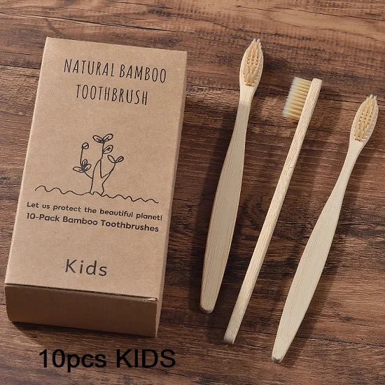 10-Pack Toothbrushes Suits Adults and kids Soft Bristles Bamboo Toothbrush eco friendly tooth brush nylon Bamboo Toothbrush - Jaazi Intl