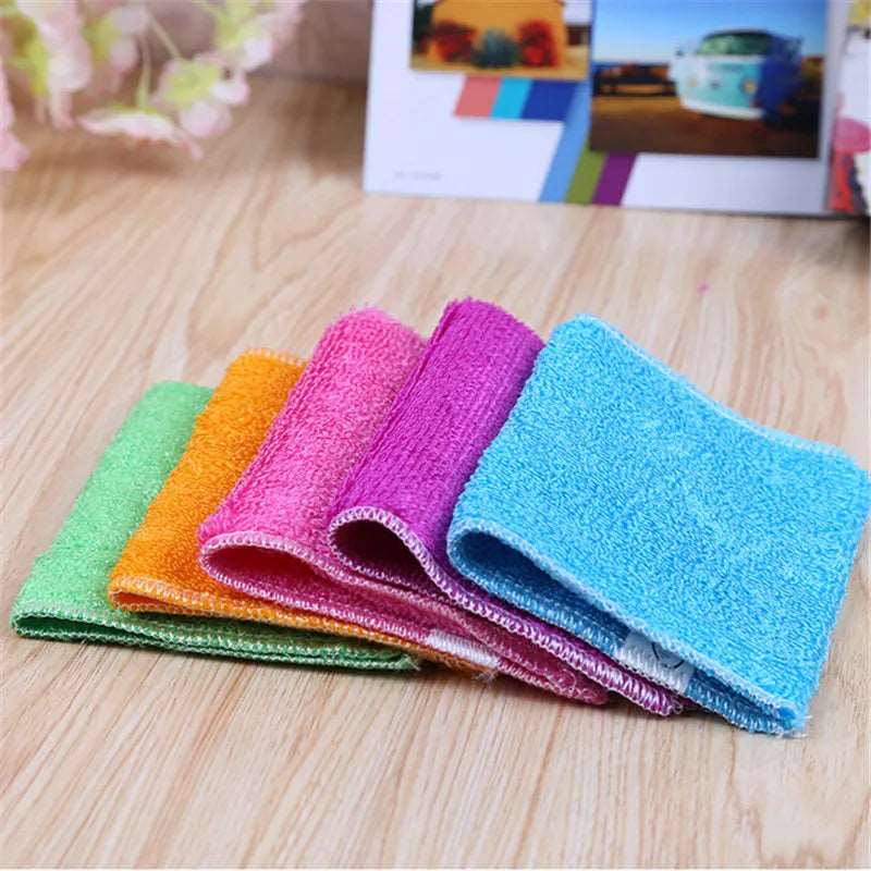 10 Pcs New Arrival Kitchen Cleaner wipping rags efficient Bamboo Fiber Cleaning Cloth home washing dish Cloth - Jaazi Intl