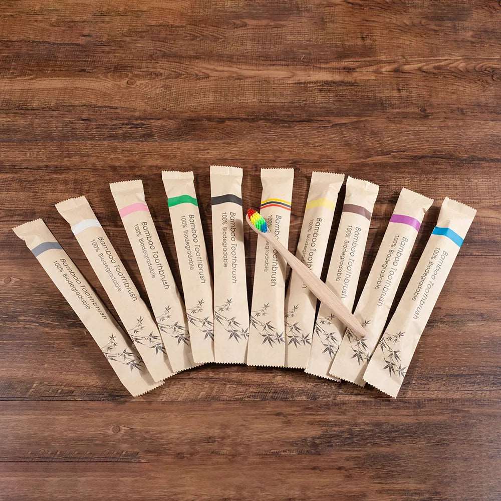 10 Piece Soft Bristles Bamboo Toothbrush Eco Friendly Vegan Tooth Brush Escova De Dente Cepillo De Dientes Bambu Brosse A Dent - Jaazi Intl