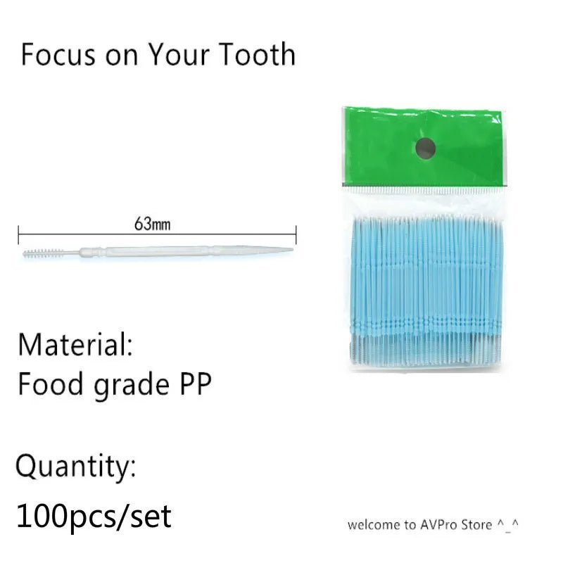 100pcs/box Double Head Dental Floss Interdental Toothpick Brush Brush Teeth Stick Dental Oral Care Toothpicks Floss Pick - Jaazi Intl