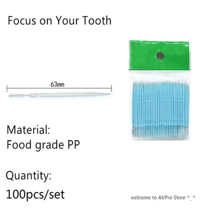 100pcs/box Double Head Dental Floss Interdental Toothpick Brush Brush Teeth Stick Dental Oral Care Toothpicks Floss Pick - Jaazi Intl