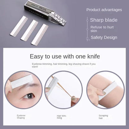 100Pcs/Lot Professional Hair Cutting Razor Eyebrow Trimming Knife Stainless Steel Multi-function Sharp Feather Blade Makeup Tool - Jaazi Intl