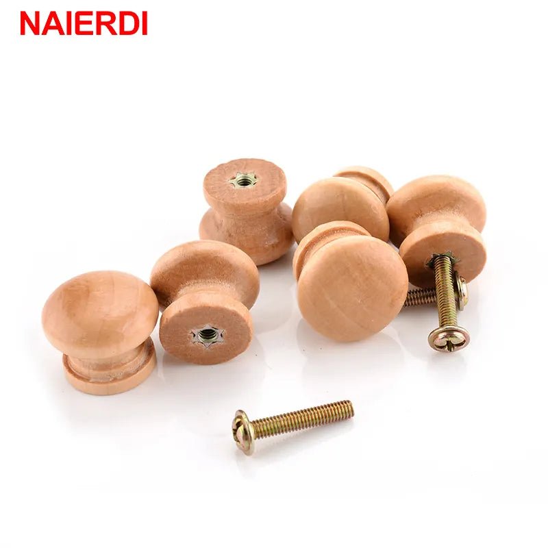 10pcs NAIERDI Handles 2.5X2CM Natural Wooden Cabinet Drawer Wardrobe Knobs Door Pull Kitchen Handle Furniture Hardware - Jaazi Intl