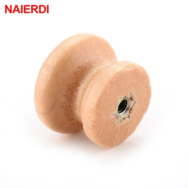 10pcs NAIERDI Handles 2.5X2CM Natural Wooden Cabinet Drawer Wardrobe Knobs Door Pull Kitchen Handle Furniture Hardware - Jaazi Intl