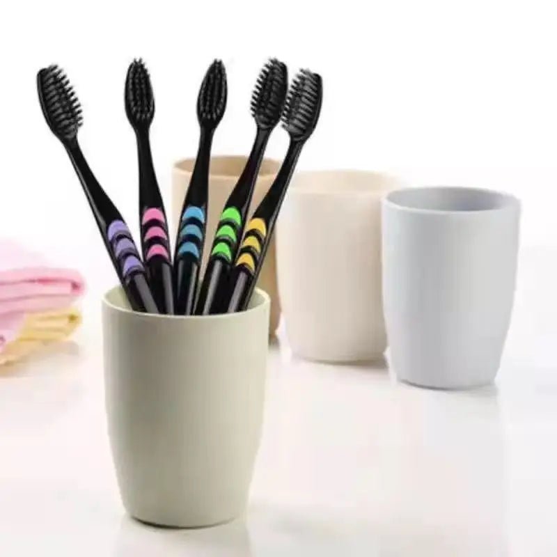 10Pcs Toothbrush Ultra Soft Bamboo Charcoal Adult Clean Care Gums Fine Hair Home Unisex Family Wear Tooth Brush Oral Care Tools - Jaazi Intl