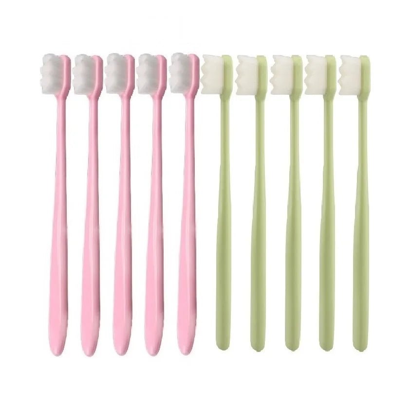 10pcs/set Toothbrush Million Nano Bristle Ultrafine Adult Tooth Brush Teeth Deep Cleaning Dental Oral Care Brush Portable Travel - Jaazi Intl