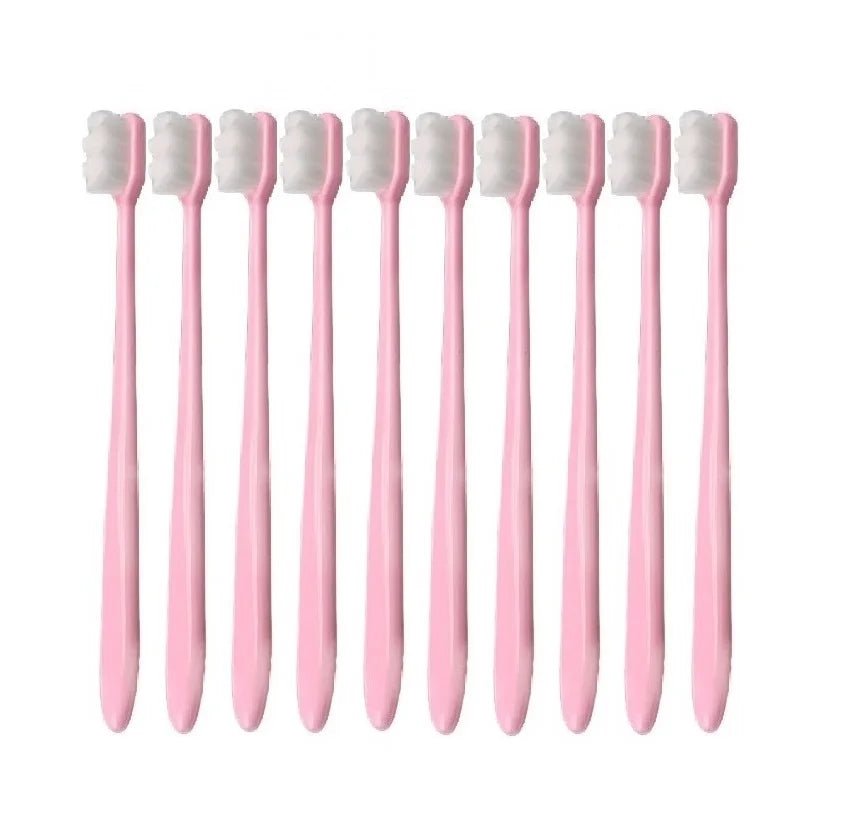 10pcs/set Toothbrush Million Nano Bristle Ultrafine Adult Tooth Brush Teeth Deep Cleaning Dental Oral Care Brush Portable Travel - Jaazi Intl