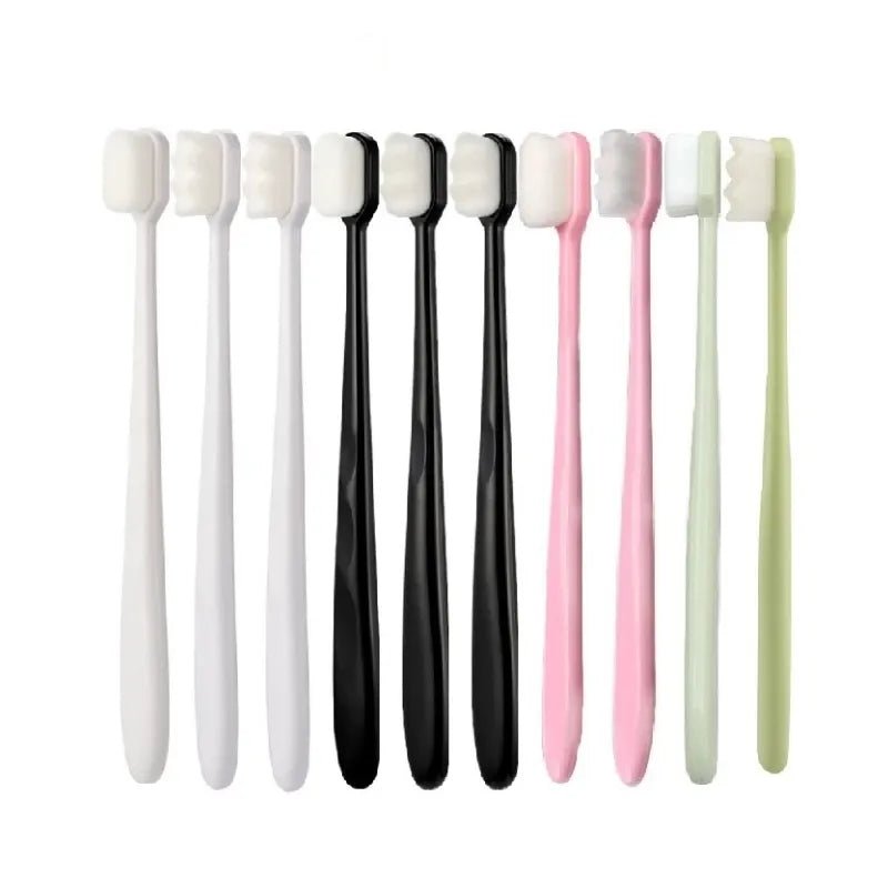 10pcs/set Toothbrush Million Nano Bristle Ultrafine Adult Tooth Brush Teeth Deep Cleaning Dental Oral Care Brush Portable Travel - Jaazi Intl