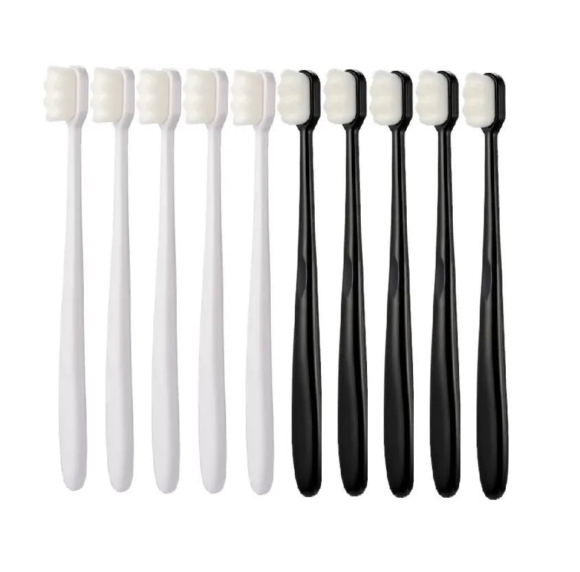 10pcs/set Toothbrush Million Nano Bristle Ultrafine Adult Tooth Brush Teeth Deep Cleaning Dental Oral Care Brush Portable Travel - Jaazi Intl