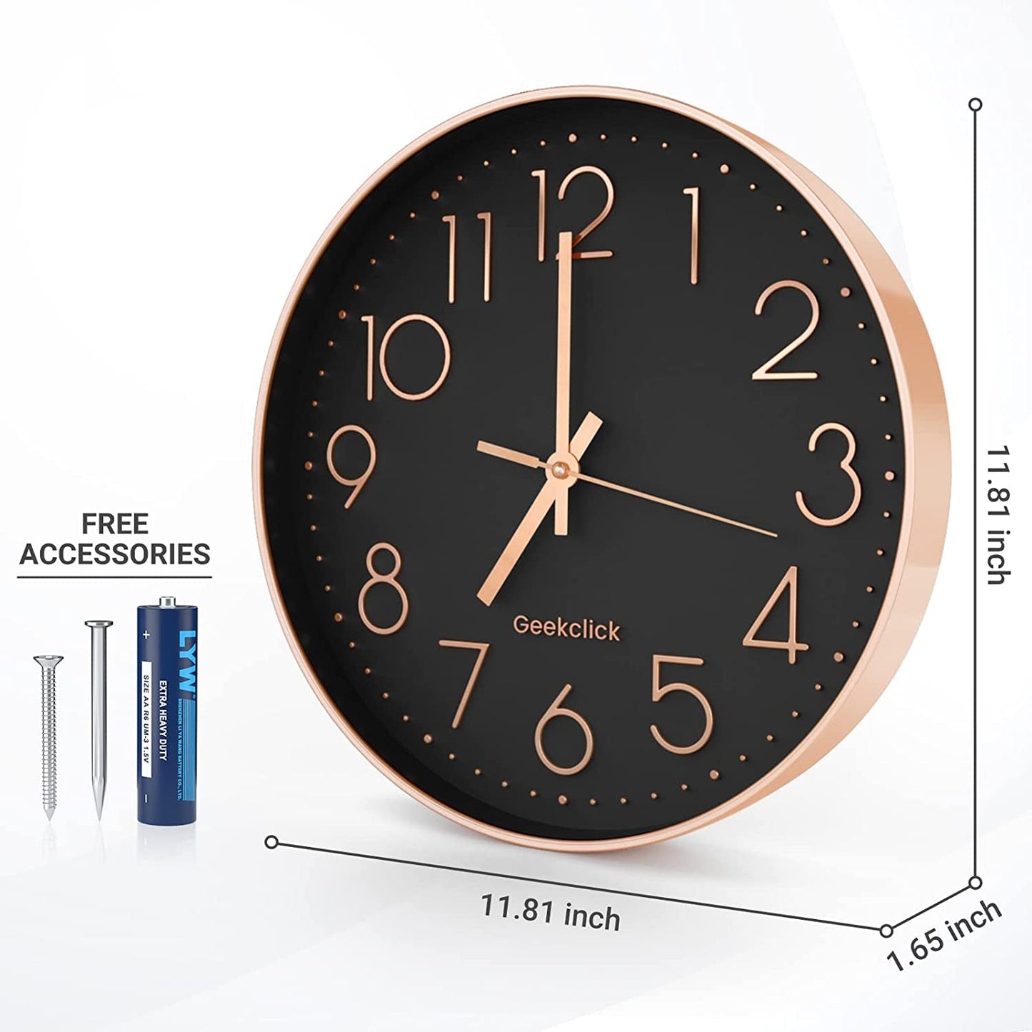 12" Silent Wall Clock - Jaazi Intl