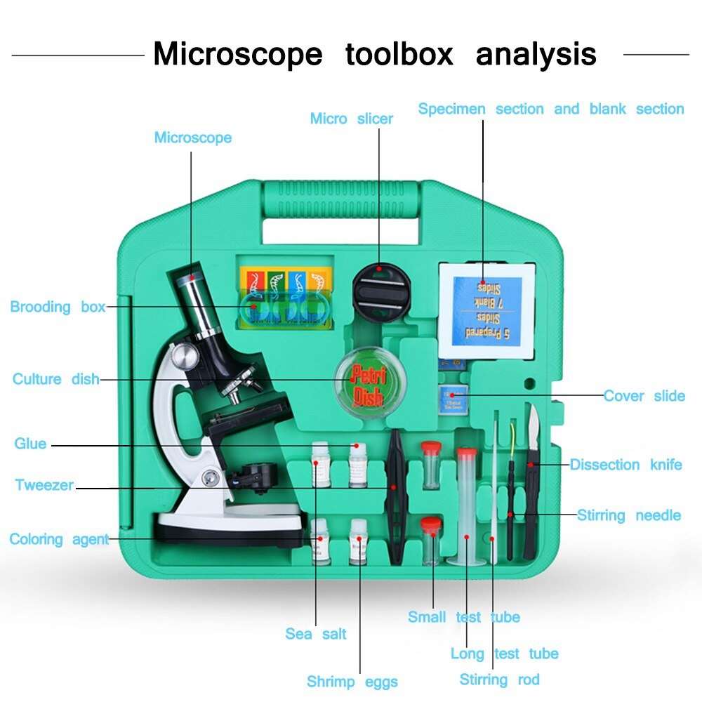 1200X Digital Microscope Set with Accessories Kit for Children Kids Students Gift All-Metal 100X 600X 1200X White Microscope - Jaazi Intl