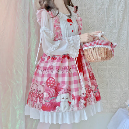 Robe Lolita ours fraise, jupe à bretelles JSK, Design Original